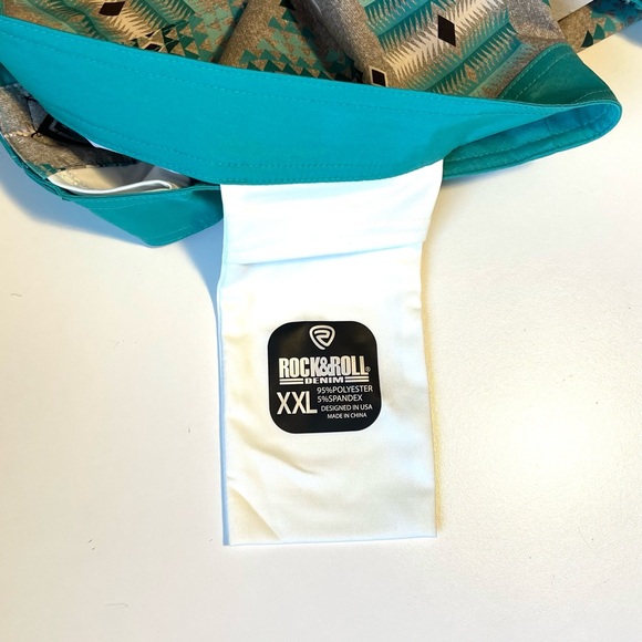 NWT Rock & Roll Denim 7" Board Shorts - Turquoise Southwest Pattern - Size XXL - Picture 6 of 8